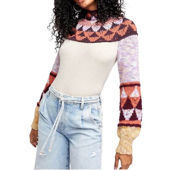 NWT $128 Free People Swit The Small Stuff Pullover Femme Combo Size XL - Picture 2 of 8